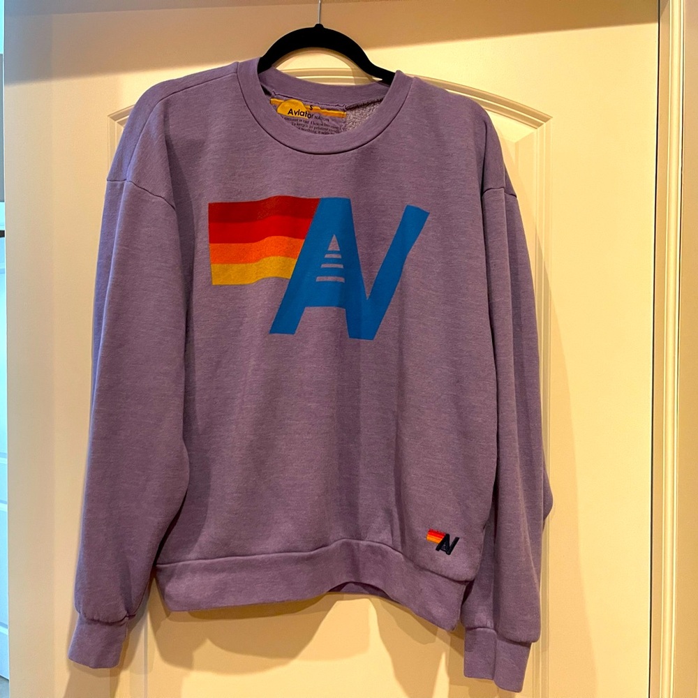 Brand New purple Aviator Nation crewneck sweatshirt Size Small
